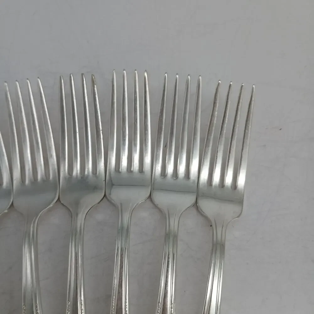 8X DF Harmony House by Wallace Serenade Silverplate Flatware Dinner Forks Vtg